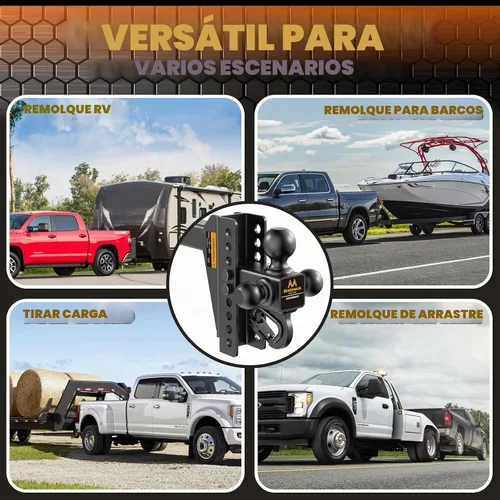 Vista 7 de Adjustable Trailer Hitch - Drop Hitch Fit 2" Receiver -8" Drop/Rise