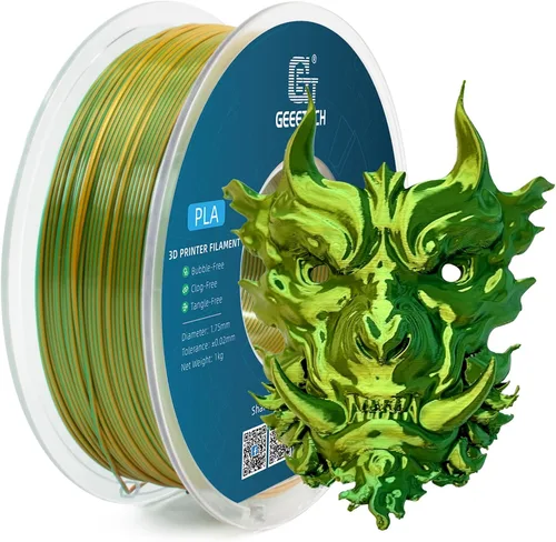 Vista 60 de Geeetech - Filamento PLA de 0.07 pulgadas, filamento de seda de bicolor, consumo dicromático de coextrusión brillante, 2.2 libras, 1 carrete