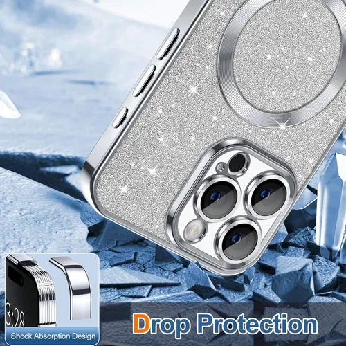 Vista 61 de Hython para iPhone 12 Funda con chispas brillantes, fundas transparentes magnéticas con protector de lente de cámara [Compatible con MagSafe]
