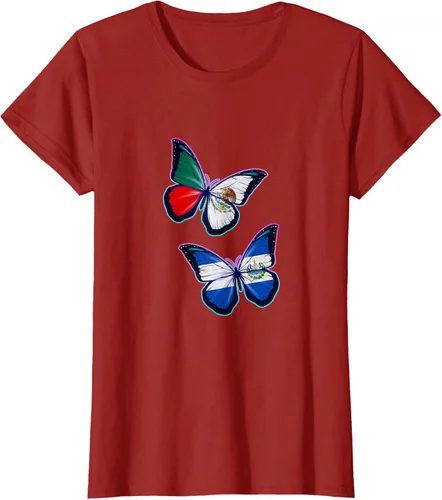 Vista 54 de Raíces biculturales de El Salvador y México. Versión mariposa Camiseta, Negro