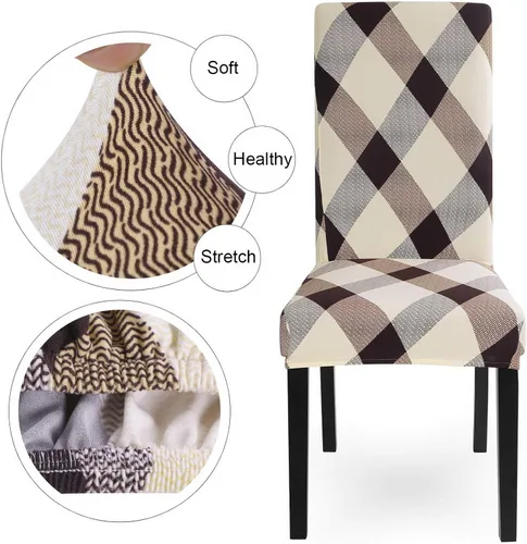 Vista 5 de Juego de 10 fundas para silla, fundas elásticas para sillas Parsons, de elastano, extraíbles, lavables, fundas protectoras para sillas de cocina
