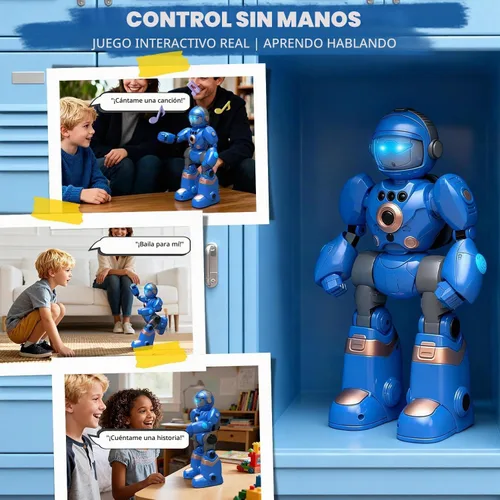 Vista 5 de Juguetes robot para niños de 3 a 8 años: robot de control remoto con hablar, programable, grabación de voz, canto, baile y control de gestos