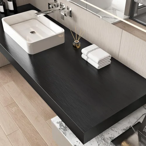 Vista 2 de Papel Tapiz de Acero Inoxidable Negro Despegar y Pegar Protector Antisalpicaduras Envoltorio para Refrigerador Papel de Contacto Negro Metálico