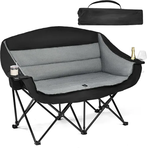 Vista 26 de Silla de camping de gran tamaño con calefacción, resistente, acolchada Negro (Allblack)