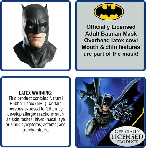 Vista 2 de Rubies BvS Batman Overhead Foam Adult Latex Mask with Cowl