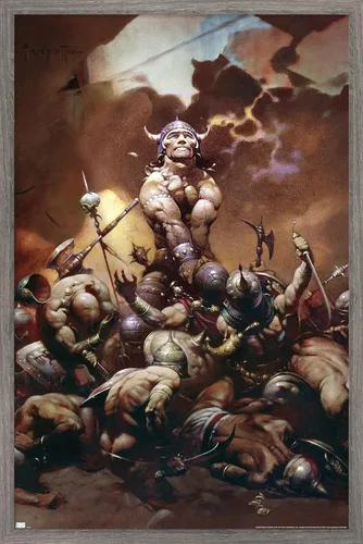 Vista 12 de Trends International Frank Frazetta - Póster de pared de destructor, 34 pulgadas de largo x 22.4 pulgadas, versión enmarcada en oro Versión