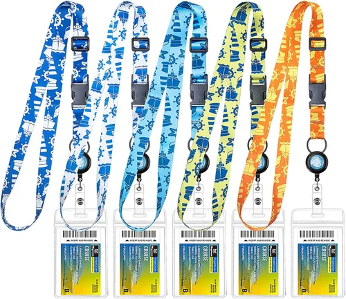 Vista 14 de MNGARISTA Cordón retráctil para tarjetas de crucero, cordones impermeables para tarjetas de crucero con soporte de identificación, paquete de 2