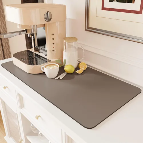 Vista 27 de AMOAMI Tapete de café absorbente con parte trasera de goma para secar platos para encimera de cocina, accesorios de bar para debajo de la cafetera