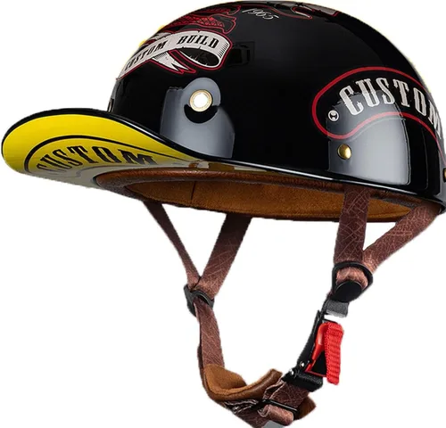 Vista 8 de Casco de motocicleta de estilo alemán abierto para hombres y mujeres, casco retro de béisbol, certificado por DOT, con protección solar, casco