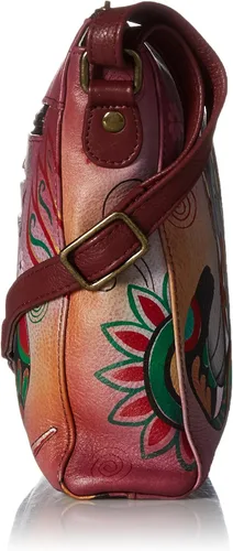 Vista 3 de Anna by Anuschka Bandolera mediana delgada de cuero genuino pintada a mano para mujer