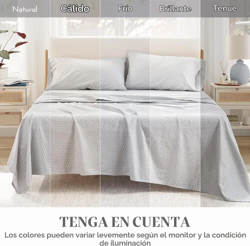 Vista 7 de Comfort Spaces Juego de sábanas 100% algodón transpirable, ligero, suave, con bolsillo elástico de 12 pulgadas que se adapta a colchones de hasta 14