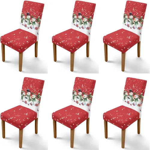 Vista 35 de Rnyleeg Fundas navideñas para sillas de comedor, fundas de asiento de comedor con estampado de campanas brillantes, juego de 1 funda suave y lavable