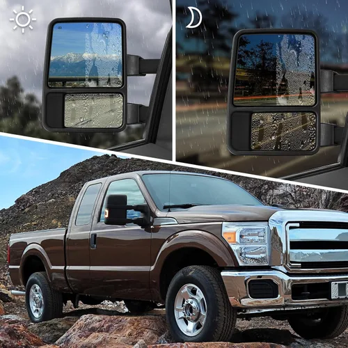 Vista 6 de Espejo de remolque Switchback compatible con 1999-2016 F250 F350 F450 F550 Super Duty Truck Pickup, espejos laterales de remolque ajustables