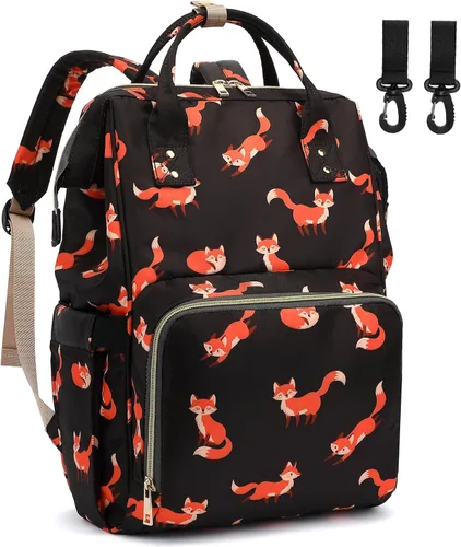 Vista 9 de Mochila para pañales para bebé, mochila de gran capacidad, impermeable, para maternidad, viajes, con correas para cochecito, Gato, Classic