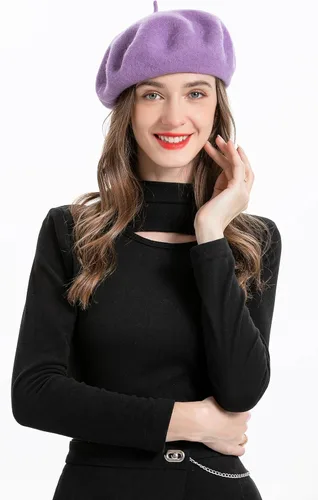 Vista 213 de ZLYC - Boina francesa de lana unicolor para mujeres y niñas