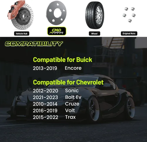 Vista 2 de Customadeonly Espaciadores de rueda centrados de 0.197 in de 5 x 105, compatibles con Cruze 2010-2020, Sonic 2012-2020, Trax 2013-2020, Volt