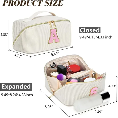 Vista 2 de Bolsa de cosméticos de viaje de gran capacidad, Beige, C Taza