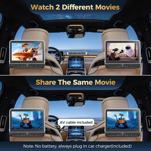 Vista 2 de Reproductor de DVD portátil de 10.51 pulgadas para coche con entrada HDMI