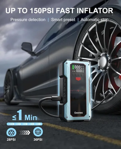 Vista 3 de Car Battery Jump Starter with Air Compressor,Portable 4000A Jump Box Blue Black
