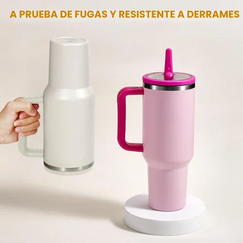 Vista 9 de Tapa a Prueba de Fugas de 30oz para Vaso Stanley Quencher H2.0, Tapa de Repuesto con Popote Abatible para Vaso de 30 oz Sin Derrames Cubierta