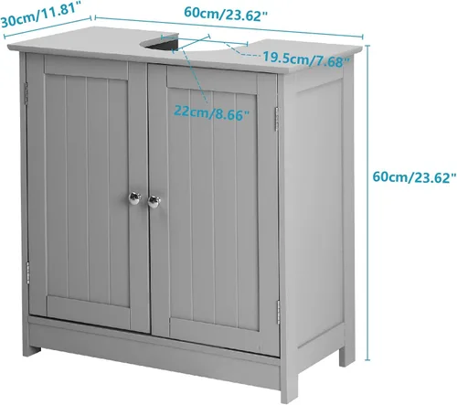 Vista 3 de VINGLI Armario de baño para debajo del fregadero, fregadero de pedestal, organizador de almacenamiento independiente con 2 puertas, estante