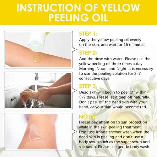 Vista 8 de Aceite de pelado para piel oscura, aceite de pelado amarillo, aceite de pelado fuerte, solución exfoliante de pelado extra fuerte para máscara
