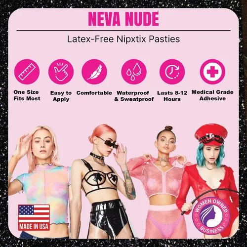 Vista 2 de Neva Nude X Factor Nipztix Pasties - Fundas para pezones para fiestas raves, adhesivo de grado médico, impermeable, fabricadas en Estados Unidos