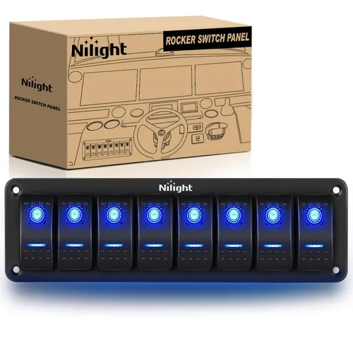 Vista 31 de Nilight Panel de Interruptores Basculantes de 2 Posiciones con Luz LED Naranja, 5 Pines On/Off, Interruptores Basculantes de Aluminio Precableados