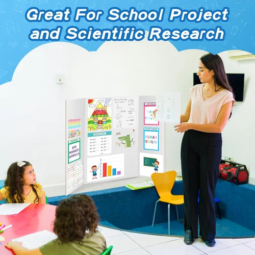 Vista 9 de VinTS 36" x 48" Large Trifold Poster Board,4 Pack White Corrugated Foldable Project Boards for Science Fair, School Projects,Photo Displays Large
