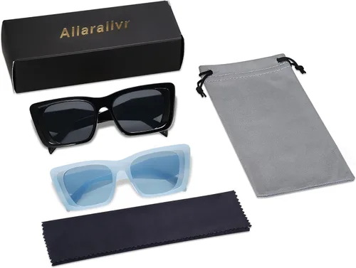 Vista 6 de Allarallvr Cat Eye Sunglasses for Women Men Retro Trendy Frame Square Shades AR82101