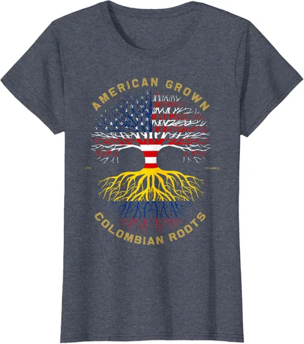 Vista 86 de Camiseta de regalo con la bandera de Estados Unidos con árbol de raíces colombianas