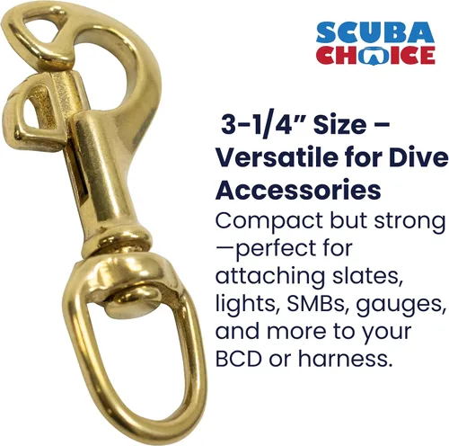Vista 2 de Scuba Choice Mariposa de buceo giratorio de 3.25 pulgadas con broche de perno de latón, accesorio de buceo marino resistente, gancho de engranaje
