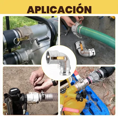 Vista 6 de Accesorio de manguera tipo DA para leva y ranura, codo de 90 grados, Camlock hembra de 2 pulgadas x 2 pulgadas Camlock macho, 250 PSI