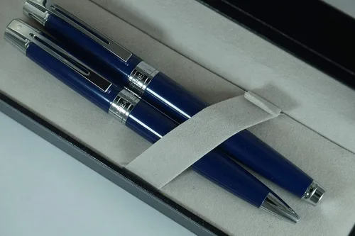 Vista 3 de Sheaffer Cross 300 Collection II - Juego de pluma estilográfica y bolígrafo mediano, color azul medianoche, compacto, pulido y bolígrafo
