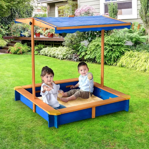 Vista 3 de Teamson Kids Caja de arena de abeto para exteriores de 46 pulgadas x 46