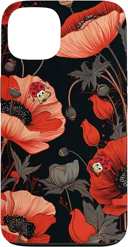 Vista 7 de Poppy Flower Ladybug Red & Black Pattern Case for iPhone 17