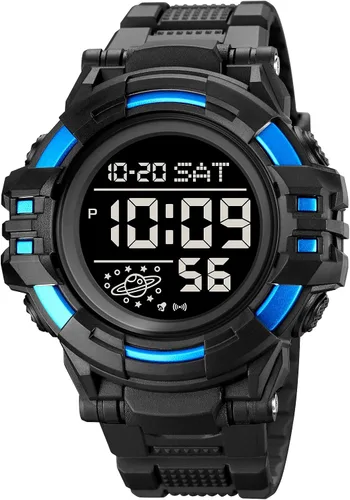 Vista 18 de Reloj deportivo digital con correa de resina negra, impermeable, cronómetro, para hombres y mujeres