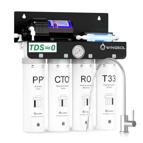 Vista 13 de WINGSOL WINGSOL Filtro de agua de ósmosis inversa de doble salida, sistema RO sin tanque UV alcalino mineral de 0 TDS, remineralización pH+