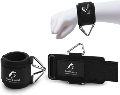 Vista 9 de Soporte de muñequera – Accesorios de cable para entrenamiento de máquina de gimnasio, correas de muñeca ajustables para levantamiento de pesas