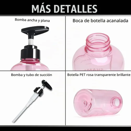 Vista 4 de Juego de dispensador de champú y acondicionador, 3 piezas, 16.9 Rosa claro