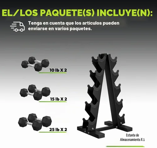 Vista 2 de HANDBODE Juego de mancuernas hexagonales recubiertas de goma con estante de marco A, 100-350 libras