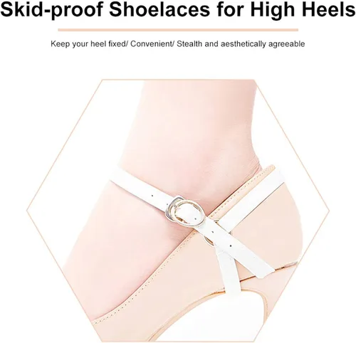 Vista 6 de EXCEART 2 pares de correas de tacón alto para zapatos de repuesto con hebilla de cuero desmontable para mujeres y niñas zapatos de tacón alto blanco