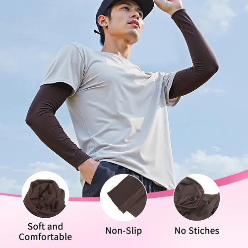 Vista 6 de Chrontier - Manga de brazo completo para hombres y mujeres, mangas refrescantes para brazos, protección UV, compresión, sol, ciclismo, correr, golf