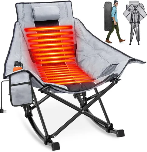 Vista 8 de Suteck Silla mecedora con calefacción, sillas de campamento plegables azul (blue sky)