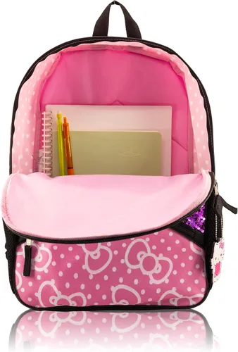 Vista 6 de Fast Forward Sanrio - Juego de mochila de Hello Kitty para niñas, mochila de viaje de 3 piezas con Hello Kitty, juego de accesorios de mochila