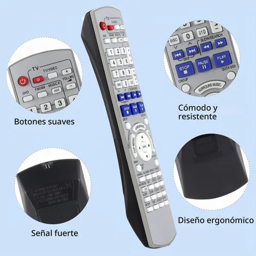 Vista 2 de EUR7662Y30 Control remoto compatible con sistema estéreo de cine en casa Panasonic DVD SA-HT740 SA-HT743 SA-HT744 SA-HT940 SA-HT740P SC-HT740