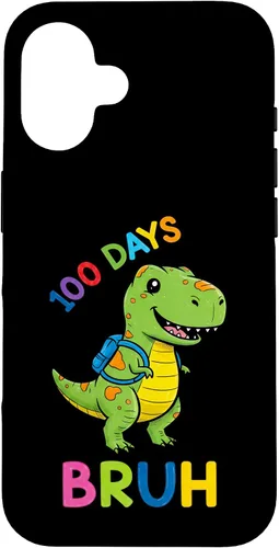 Vista 32 de Bruh 100 Days of School Dinosaur Kids Girls Boys Case for iPhone 17