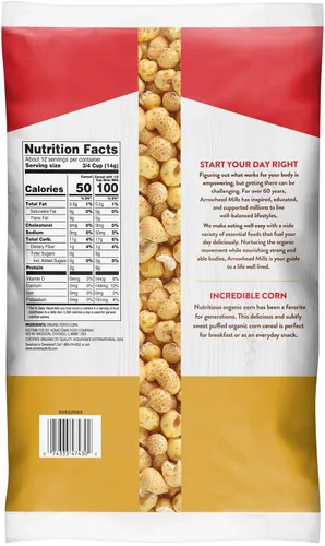 Vista 2 de Arrowhead Mills Cereal de maíz orgánico inflado, 6 oz