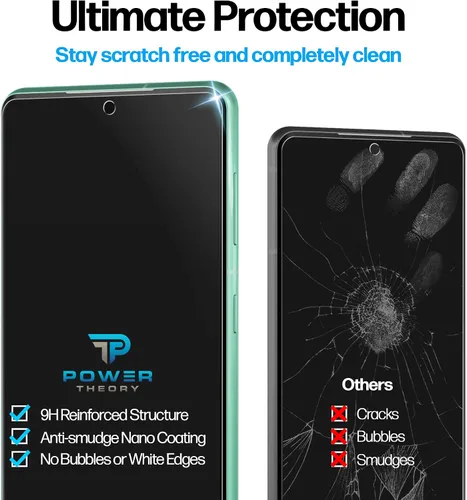 Vista 6 de Power Theory Protector de pantalla diseñado para Samsung Galaxy S20 FE 5G / 4G, vidrio templado [dureza 9H], kit de fácil instalación, 99% HD libre