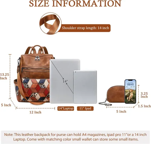 Vista 4 de AGLOD mochila de cuero para mujer, bolso de diseñador para damas, con correa para el hombro, bolso de trabajo de imitación, bolsos de mano